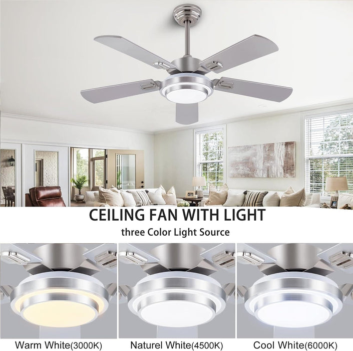 42 in. Ceiling Fan with Light and Remote, Farmhouse Reversible Quiet Ceiling Fans for Living Room Bedroom, Black Outdoor Ceiling Fan-47-ErisView