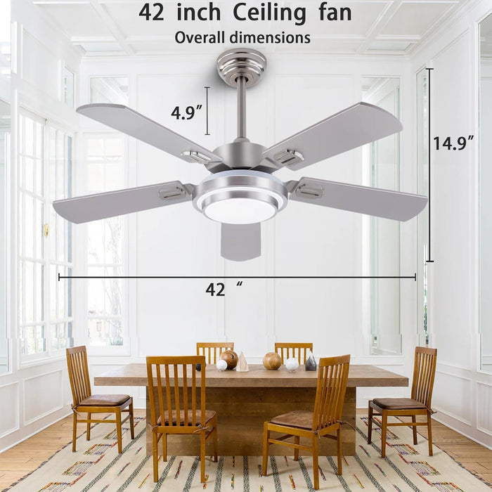 42 in. Ceiling Fan with Light and Remote, Farmhouse Reversible Quiet Ceiling Fans for Living Room Bedroom, Black Outdoor Ceiling Fan-48-ErisView