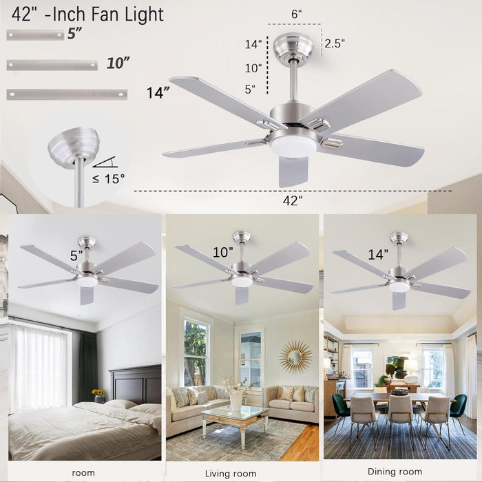 42 in. Ceiling Fan with Light and Remote, Farmhouse Reversible Quiet Ceiling Fans for Living Room Bedroom, Black Outdoor Ceiling Fan-51-ErisView