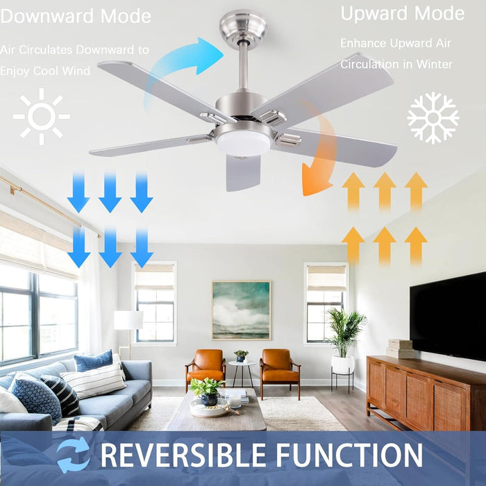 42 in. Ceiling Fan with Light and Remote, Farmhouse Reversible Quiet Ceiling Fans for Living Room Bedroom, Black Outdoor Ceiling Fan-52-ErisView