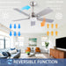 42 in. Ceiling Fan with Light and Remote, Farmhouse Reversible Quiet Ceiling Fans for Living Room Bedroom, Black Outdoor Ceiling Fan-52-ErisView