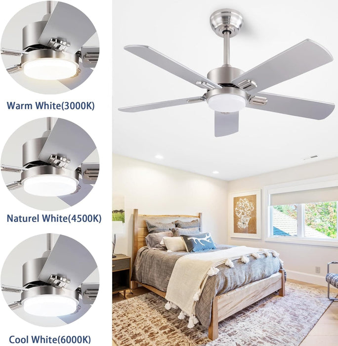 42 in. Ceiling Fan with Light and Remote, Farmhouse Reversible Quiet Ceiling Fans for Living Room Bedroom, Black Outdoor Ceiling Fan-53-ErisView