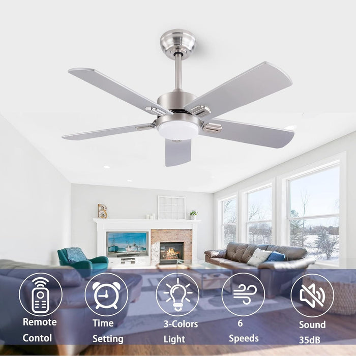 42 in. Ceiling Fan with Light and Remote, Farmhouse Reversible Quiet Ceiling Fans for Living Room Bedroom, Black Outdoor Ceiling Fan-54-ErisView