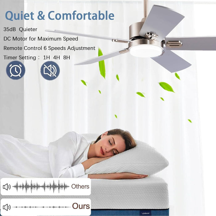 42 in. Ceiling Fan with Light and Remote, Farmhouse Reversible Quiet Ceiling Fans for Living Room Bedroom, Black Outdoor Ceiling Fan-55-ErisView