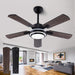 42 in. Ceiling Fan with Light and Remote, Farmhouse Reversible Quiet Ceiling Fans for Living Room Bedroom, Black Outdoor Ceiling Fan-57-ErisView