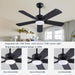 42 in. Ceiling Fan with Light and Remote, Farmhouse Reversible Quiet Ceiling Fans for Living Room Bedroom, Black Outdoor Ceiling Fan-5-ErisView
