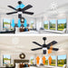 42 in. Ceiling Fan with Light and Remote, Farmhouse Reversible Quiet Ceiling Fans for Living Room Bedroom, Black Outdoor Ceiling Fan-6-ErisView