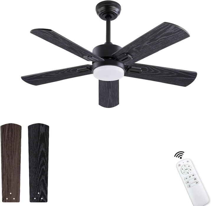 42 in. Ceiling Fan with Light and Remote, Farmhouse Reversible Quiet Ceiling Fans for Living Room Bedroom, Black Outdoor Ceiling Fan-7-ErisView
