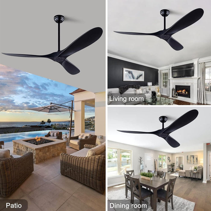 42 in. Ceiling Fan with Light and Remote, Farmhouse Reversible Quiet Ceiling Fans for Living Room Bedroom, Black Outdoor Ceiling Fan-9-ErisView