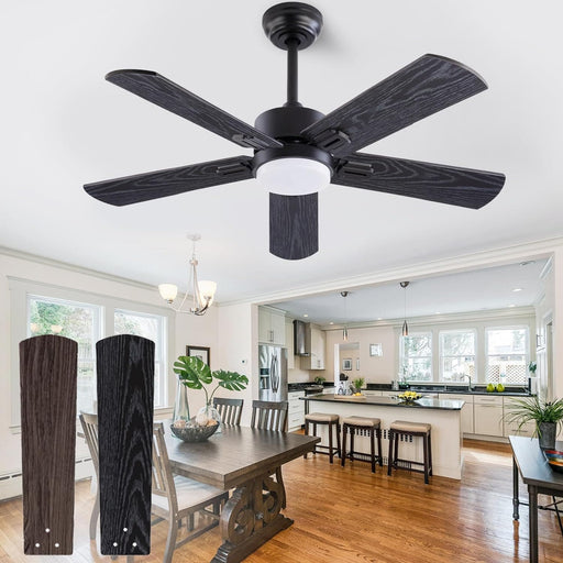 42 in. Ceiling Fan with Light and Remote, Farmhouse Reversible Quiet Ceiling Fans for Living Room Bedroom, Black Outdoor Ceiling Fan-1-ErisView