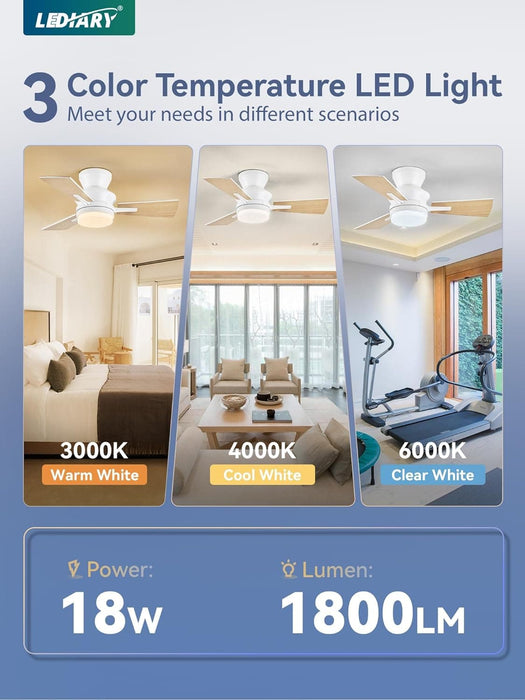 42 in. Ceiling Fan with Lights Remote, Reversible Quiet Ceiling Fans, Black Modern Flush Mount Ceiling Fan with Low Profile Light for Bedroom Living Room-10-ErisView