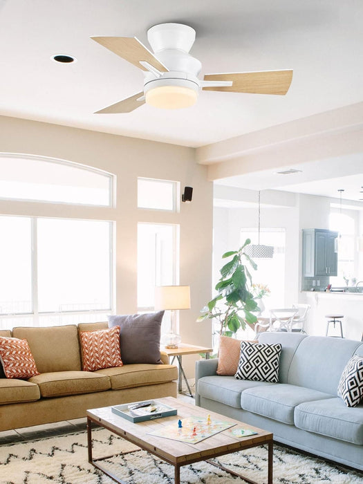 42 in. Ceiling Fan with Lights Remote, Reversible Quiet Ceiling Fans, Black Modern Flush Mount Ceiling Fan with Low Profile Light for Bedroom Living Room-15-ErisView