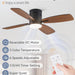 42 in. Ceiling Fan with Lights Remote, Reversible Quiet Ceiling Fans, Black Modern Flush Mount Ceiling Fan with Low Profile Light for Bedroom Living Room-2-ErisView