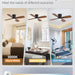 42 in. Ceiling Fan with Lights Remote, Reversible Quiet Ceiling Fans, Black Modern Flush Mount Ceiling Fan with Low Profile Light for Bedroom Living Room-5-ErisView