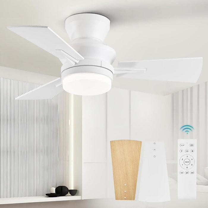 42 in. Ceiling Fan with Lights Remote, Reversible Quiet Ceiling Fans, Black Modern Flush Mount Ceiling Fan with Low Profile Light for Bedroom Living Room-9-ErisView