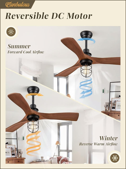 42 in. Ceiling Fan with Lights and Remote, Farmhouse Flush Mount Low Profile Ceiling Fan, Reversible Quiet Ceiling Fans for Patio Living Room Bedroom-10-ErisView