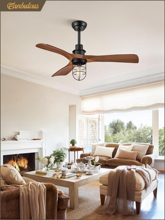 42 in. Ceiling Fan with Lights and Remote, Farmhouse Flush Mount Low Profile Ceiling Fan, Reversible Quiet Ceiling Fans for Patio Living Room Bedroom-14-ErisView