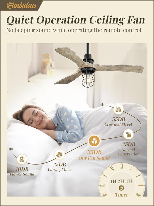42 in. Ceiling Fan with Lights and Remote, Farmhouse Flush Mount Low Profile Ceiling Fan, Reversible Quiet Ceiling Fans for Patio Living Room Bedroom-4-ErisView