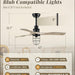 42 in. Ceiling Fan with Lights and Remote, Farmhouse Flush Mount Low Profile Ceiling Fan, Reversible Quiet Ceiling Fans for Patio Living Room Bedroom-6-ErisView