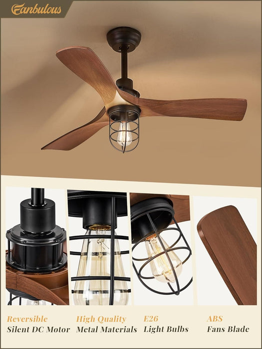 42 in. Ceiling Fan with Lights and Remote, Farmhouse Flush Mount Low Profile Ceiling Fan, Reversible Quiet Ceiling Fans for Patio Living Room Bedroom-9-ErisView