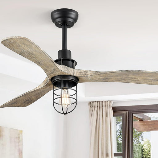 42 in. Ceiling Fan with Lights and Remote, Farmhouse Flush Mount Low Profile Ceiling Fan, Reversible Quiet Ceiling Fans for Patio Living Room Bedroom-1-ErisView