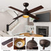 42 in. Ceiling Fan with Lights and Remote for Kitchen Dining Room Bedroom, Small Oil Rubbed Bronze Ceiling Fan with Light, Unusual Ceiling Fans-2-ErisView