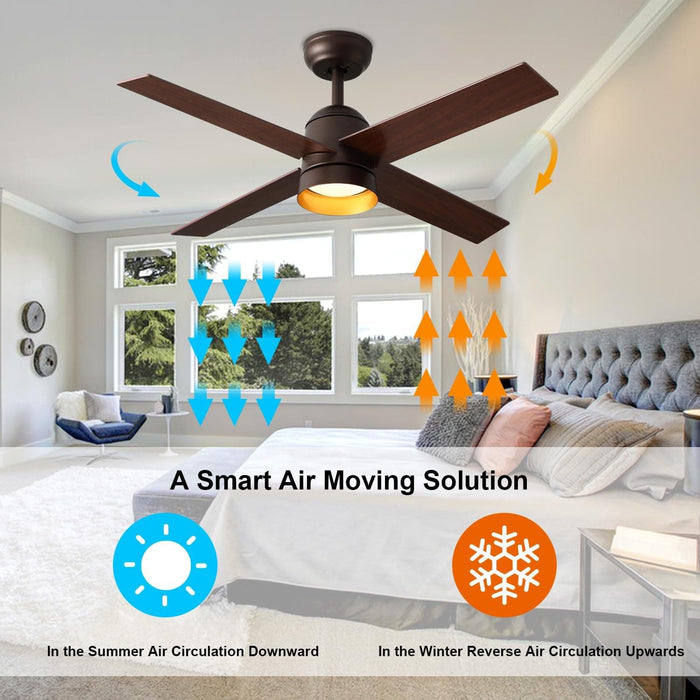 42 in. Ceiling Fan with Lights and Remote for Kitchen Dining Room Bedroom, Small Oil Rubbed Bronze Ceiling Fan with Light, Unusual Ceiling Fans-3-ErisView