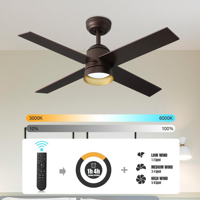 42 in. Ceiling Fan with Lights and Remote for Kitchen Dining Room Bedroom, Small Oil Rubbed Bronze Ceiling Fan with Light, Unusual Ceiling Fans-4-ErisView