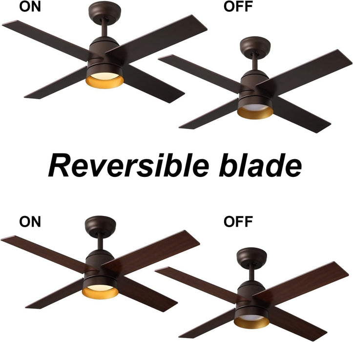 42 in. Ceiling Fan with Lights and Remote for Kitchen Dining Room Bedroom, Small Oil Rubbed Bronze Ceiling Fan with Light, Unusual Ceiling Fans-5-ErisView