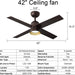 42 in. Ceiling Fan with Lights and Remote for Kitchen Dining Room Bedroom, Small Oil Rubbed Bronze Ceiling Fan with Light, Unusual Ceiling Fans-6-ErisView