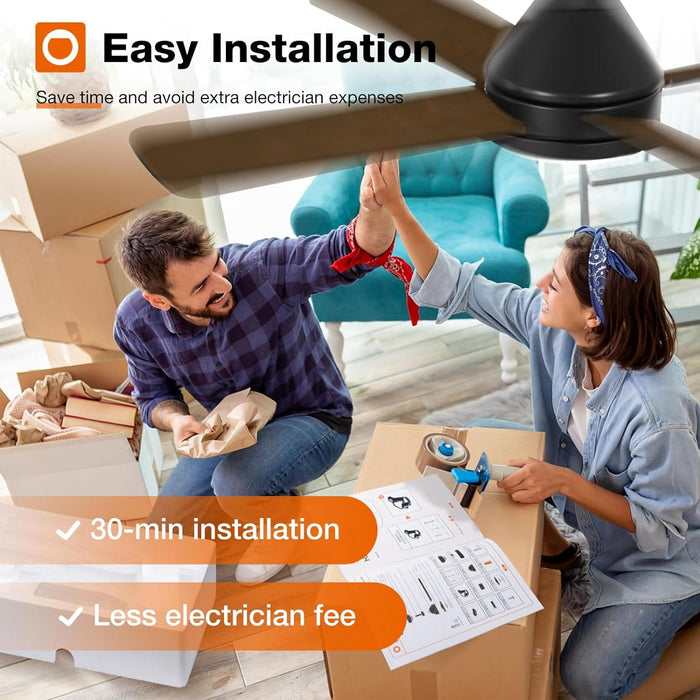 42 in. Ceiling Fan with Low Profile Light and Remote, Small Flush Mount Outdoor Ceiling Fans, Reversible Black Outdoor Ceiling Fans-7-ErisView
