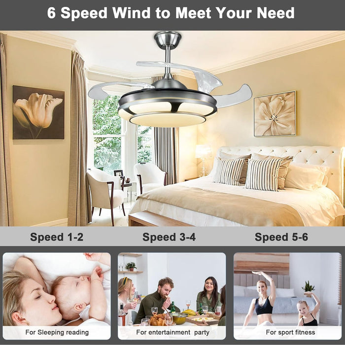 42 in. Ceiling Fan with Remote Control, Retractable Blade Ceiling Fan with Light, Quiet Reversible Ceiling Fan for Bedroom Living Room Dining Room-3-ErisView