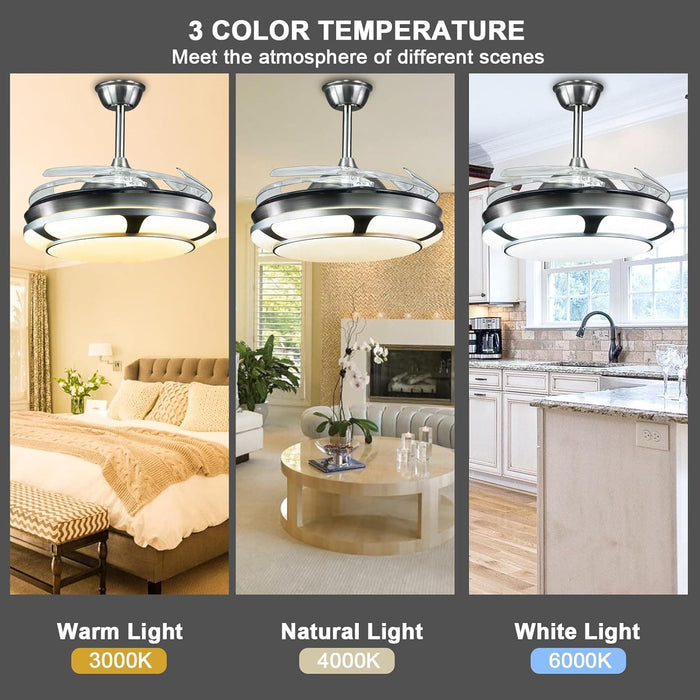 42 in. Ceiling Fan with Remote Control, Retractable Blade Ceiling Fan with Light, Quiet Reversible Ceiling Fan for Bedroom Living Room Dining Room-4-ErisView