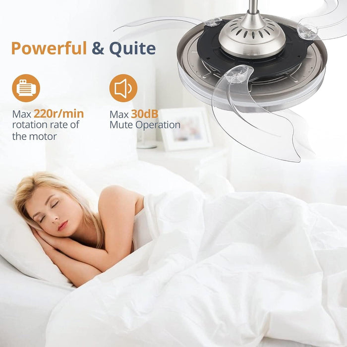 42 in. Ceiling Fan without Blades, Pretty Ceiling Fans with Lights and Remote, Brushed Nickel Ceiling Fan, Smart LED Modern Ceiling Fan -3-ErisView