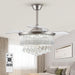 42 in. Chandelier Ceiling Fan with Lights and Remote, Retractable Crystal Fandelier Ceiling Fan, Brushed Nickel Decorative Ceiling Fans with Lights-1-ErisView