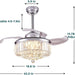 42 in. Chrome Ceiling Fan with Light Fandelier, Retractable Crystal Ceiling Fan Chandelier with Remote Control for Living Room-3-ErisView