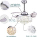 42 in. Chrome Ceiling Fan with Light Fandelier, Retractable Crystal Ceiling Fan Chandelier with Remote Control for Living Room-4-ErisView
