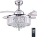 42 in. Chrome Ceiling Fan with Light Fandelier, Retractable Crystal Ceiling Fan Chandelier with Remote Control for Living Room-1-ErisView