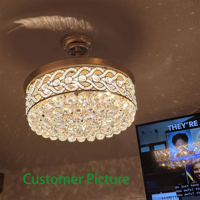 42 in. Chrome Chandelier Crystal Ceiling Fan with Light Remote, Dimmable Chandelier Fan Light for Indoor Living Room BedRoom-15-ErisView