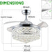 42 in. Chrome Chandelier Crystal Ceiling Fan with Light Remote, Dimmable Chandelier Fan Light for Indoor Living Room BedRoom-5-ErisView