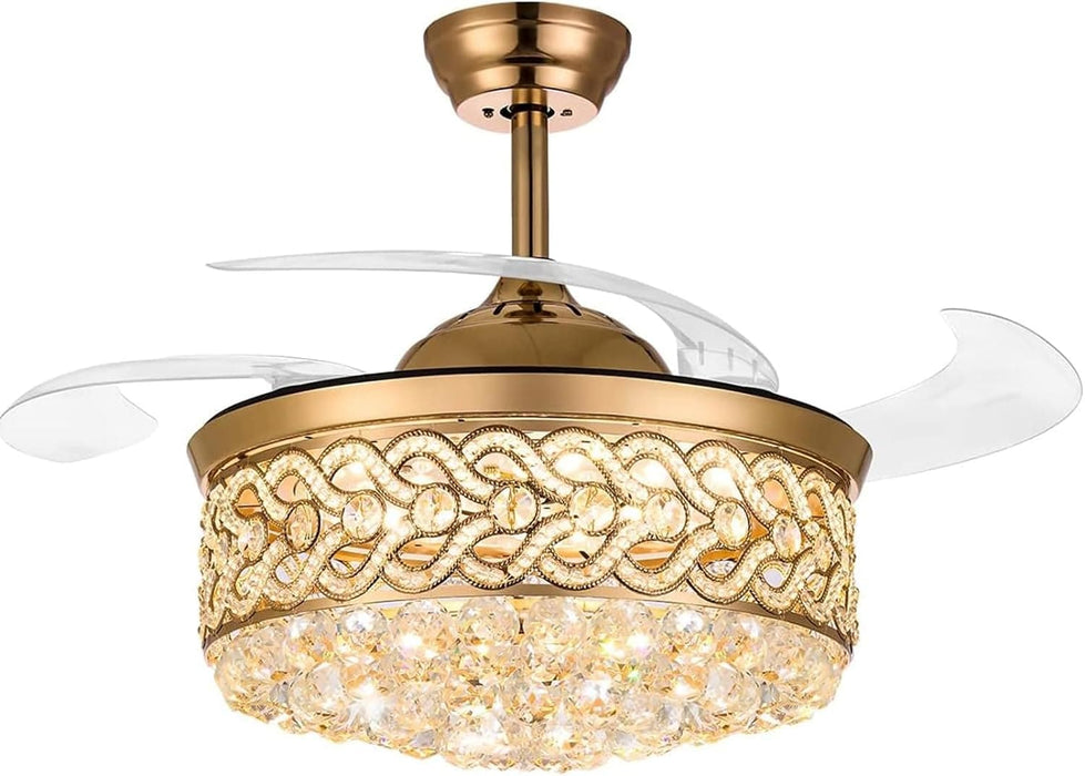 42 in. Chrome Chandelier Crystal Ceiling Fan with Light Remote, Dimmable Chandelier Fan Light for Indoor Living Room BedRoom-8-ErisView