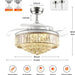 42 in. Chrome Chandelier Fan Light and APP Remote Control, Dimmable Retractable Chandelier Fan, Modern Crystal Ceiling Fan for Living Room Dining Room-3-ErisView