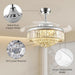 42 in. Chrome Chandelier Fan Light and APP Remote Control, Dimmable Retractable Chandelier Fan, Modern Crystal Ceiling Fan for Living Room Dining Room-6-ErisView