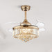 42 in. Chrome Retractable Crystal Ceiling Fan with Lights and Remote, Modern Fan with Light, Reverse Fandelier, Dimmable Chandelier Fan-10-ErisView