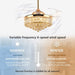 42 in. Chrome Retractable Crystal Ceiling Fan with Lights and Remote, Modern Fan with Light, Reverse Fandelier, Dimmable Chandelier Fan-13-ErisView