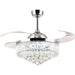 42 in. Chrome Retractable Crystal Ceiling Fan with Lights and Remote, Modern Fan with Light, Reverse Fandelier, Dimmable Chandelier Fan-1-ErisView