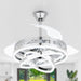 42 in. Chrome Retractable Modern Remote Control Ceiling Fan and Light, Silent Reversible Chandelier Ceiling Fan for Bedroom-1-ErisView
