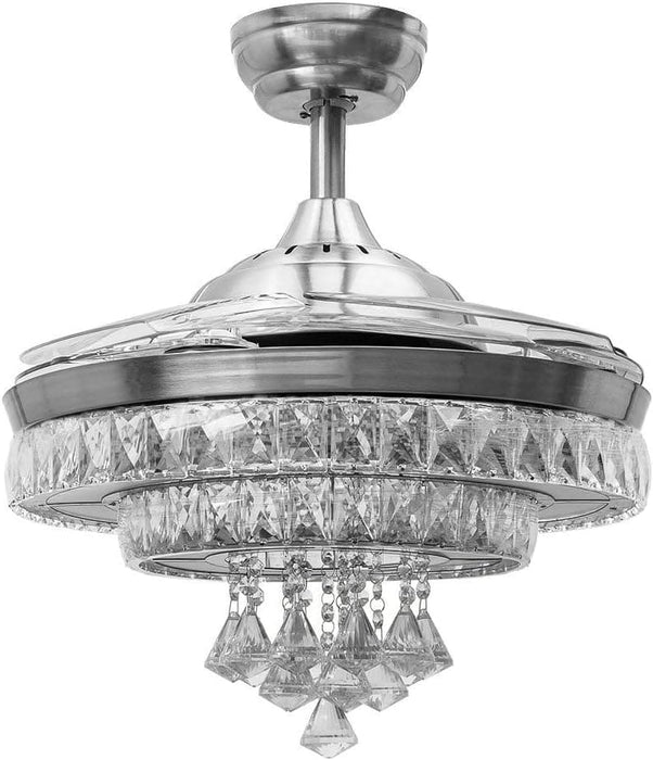 42 in. Crystal Ceiling Fan Chandelier with Light and Remote, Retractable Blade Ceiling Fan Light Fixture for Living Room Bedroom, Decorative Ceiling Fans-2-ErisView