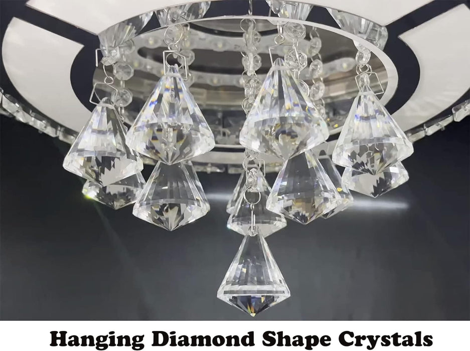 42 in. Crystal Ceiling Fan Chandelier with Light and Remote, Retractable Blade Ceiling Fan Light Fixture for Living Room Bedroom, Decorative Ceiling Fans-7-ErisView