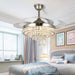 42 in. Crystal Ceiling Fan Chandelier with Light and Remote, Retractable Blade Ceiling Fan Light Fixture for Living Room Bedroom, Decorative Ceiling Fans-8-ErisView